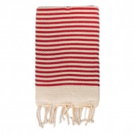 Telo Fouta Hammam in cotone righe larghe Rosso - Tadè