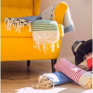 Telo Fouta Hammam in cotone righe larghe Vinaccia - Tadè