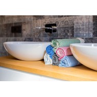 Telo Fouta Hammam in cotone righe larghe Vinaccia - Tadè