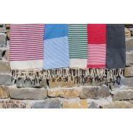 Telo Fouta Hammam in cotone righe larghe Vinaccia - Tadè