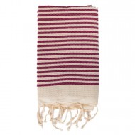 Telo Fouta Hammam in cotone righe larghe Vinaccia - Tadè