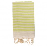 Telo Fouta Hammam in cotone righe larghe Pistacchio - Tadè