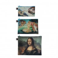 Zip Pockets Recycled Museum - Michelangelo, Botticelli, Da Vinci set 3 pz. - Loqi
