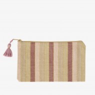 Trousse, Pochette, Borsello in cotone a righe Peach - Madam Stoltz