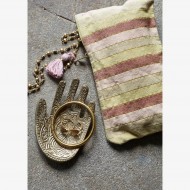 Trousse, Pochette, Borsello in cotone a righe Peach - Madam Stoltz
