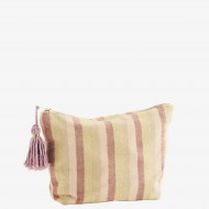 Trousse, Pochette, Borsello in cotone a righe Peach - Madam Stoltz