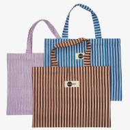 Borsa a strisce in cotone riciclato Brown - Madam Stoltz