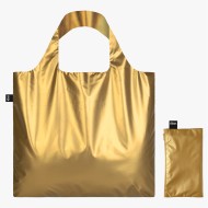 Borsa Shopping Bag METALLIC Gold con Zip Pocket | LOQI