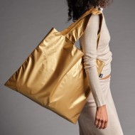 Borsa Shopping Bag METALLIC Gold con Zip Pocket | LOQI