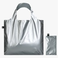 Borsa Shopping Bag METALLIC Silver con Zip Pocket | LOQI