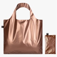 Borsa Shopping Bag METALLIC Rose Gold con Zip Pocket | LOQI