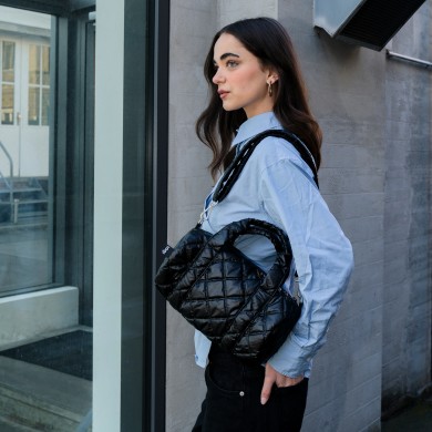Borsa Weekender METALLIC Black Puffy Medium | LOQI